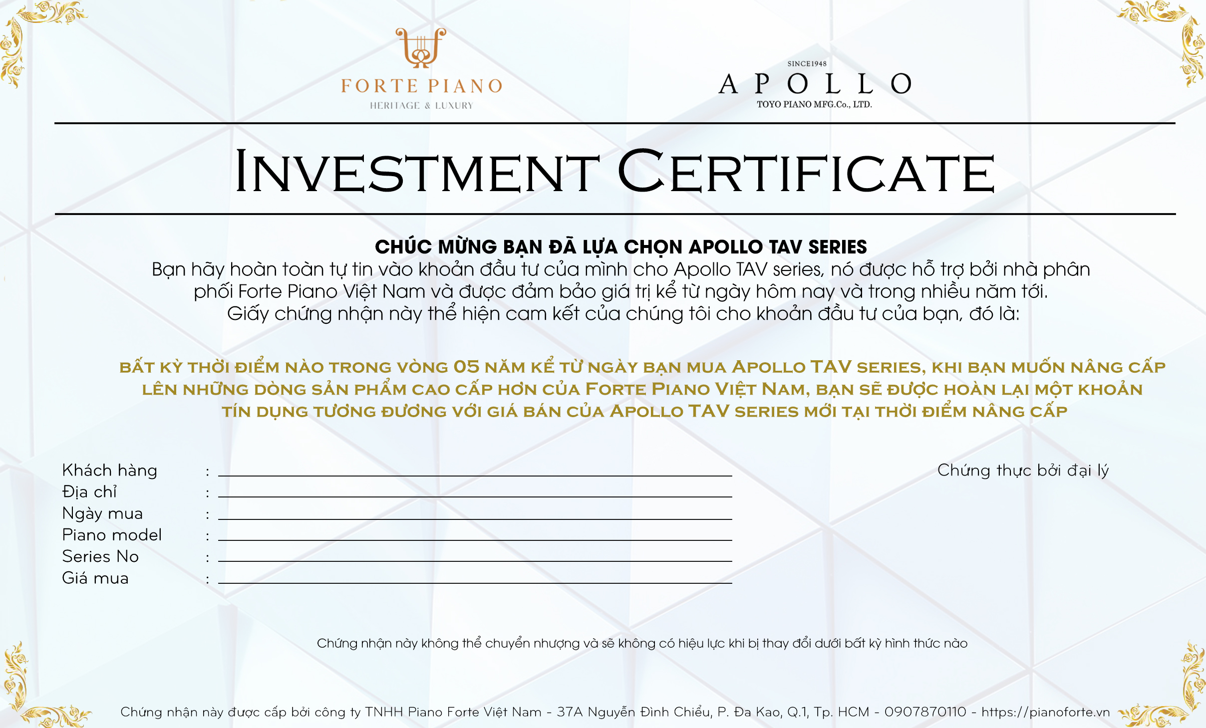 Apollo TAV Investment Certificate
